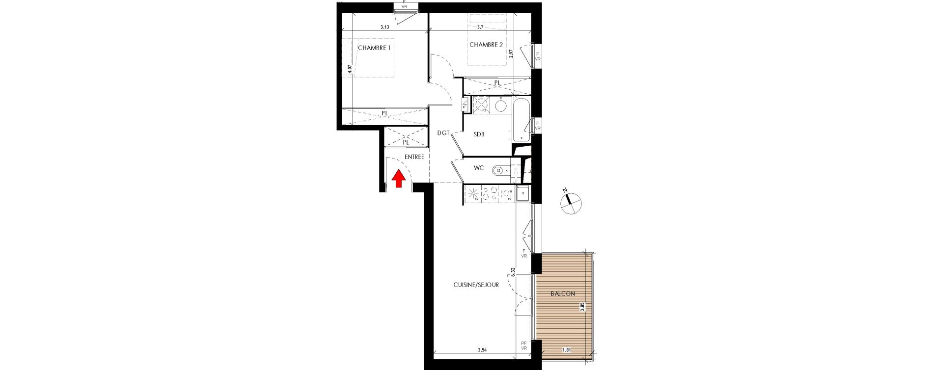 Appartement T3 de 60,10 m2 &agrave; Toulouse Lardenne