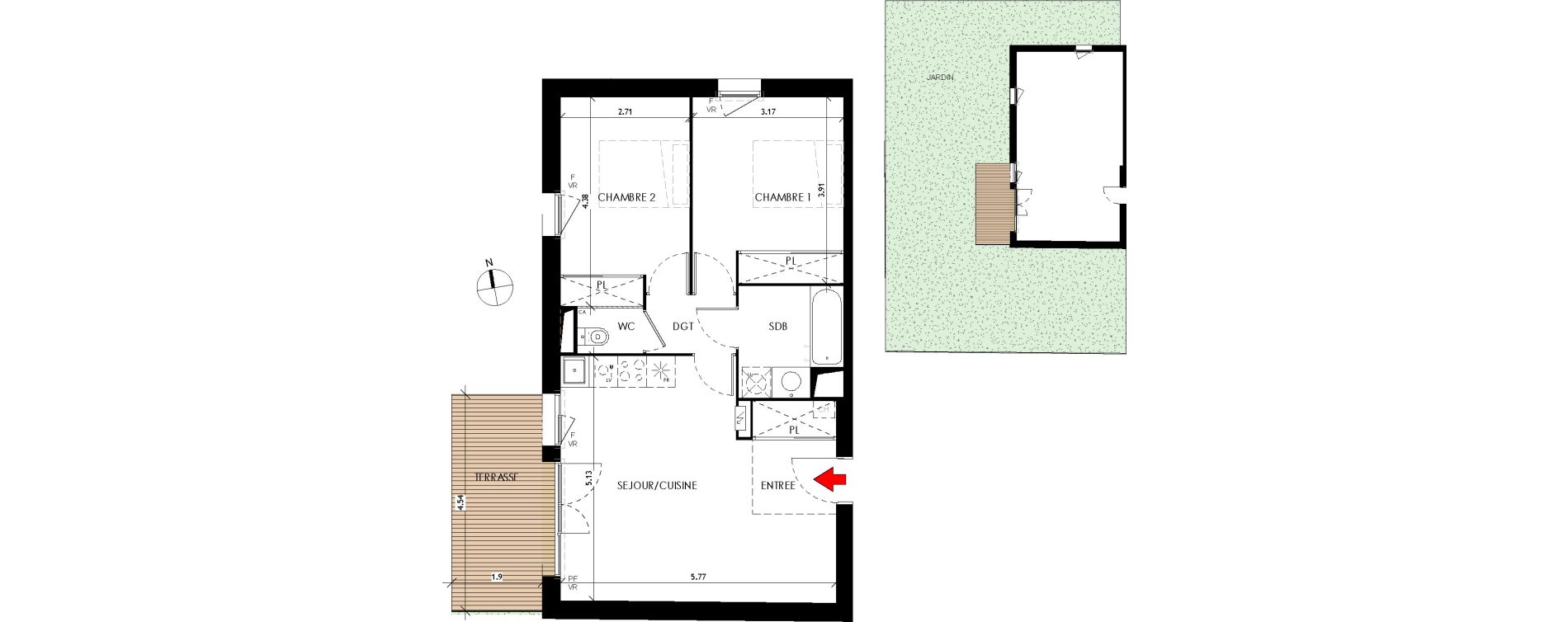 Appartement T3 de 60,00 m2 &agrave; Toulouse Lardenne