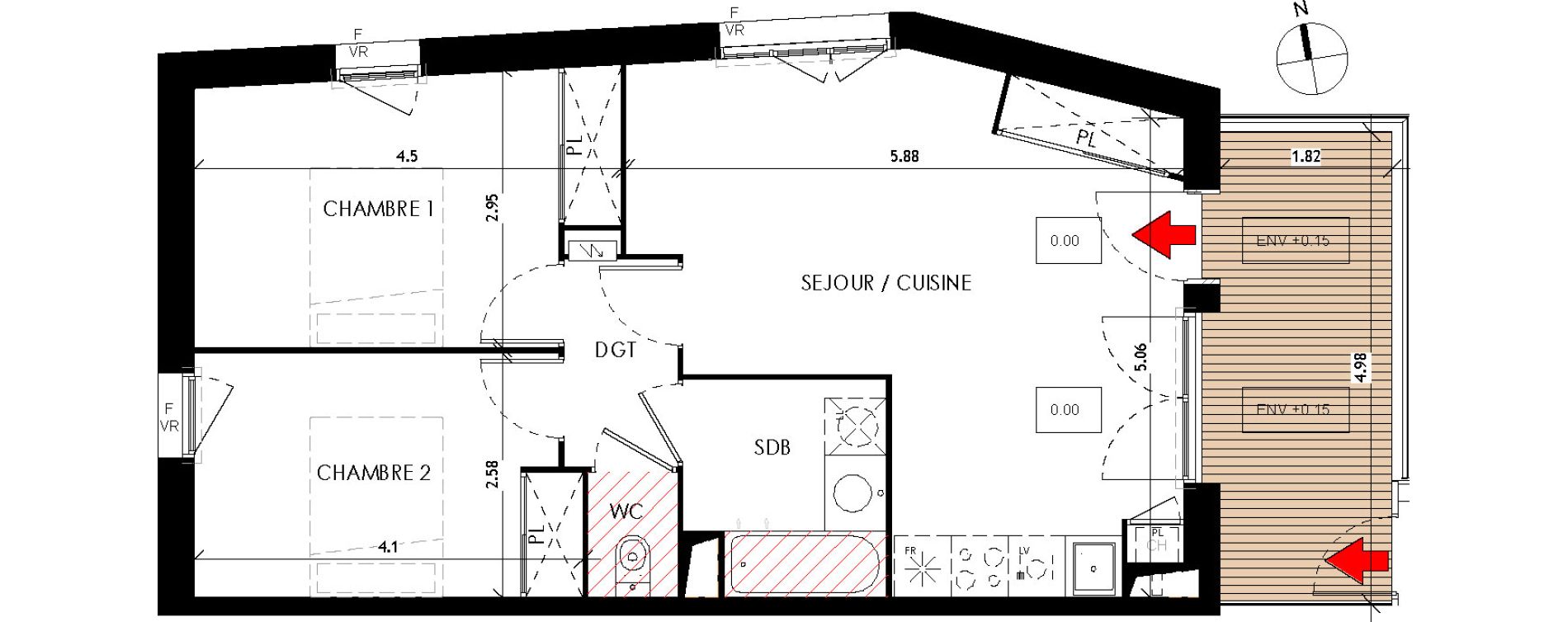 Appartement T3 de 55,50 m2 &agrave; Toulouse Lardenne