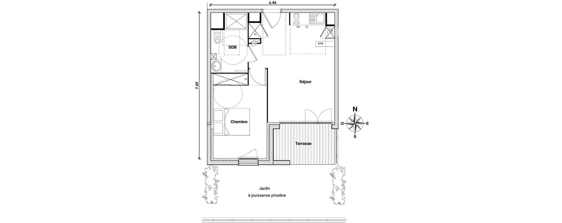 Appartement T2 de 40,00 m2 &agrave; Toulouse Lalande