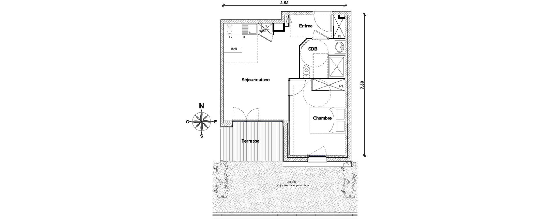 Appartement T2 de 40,58 m2 &agrave; Toulouse Lalande