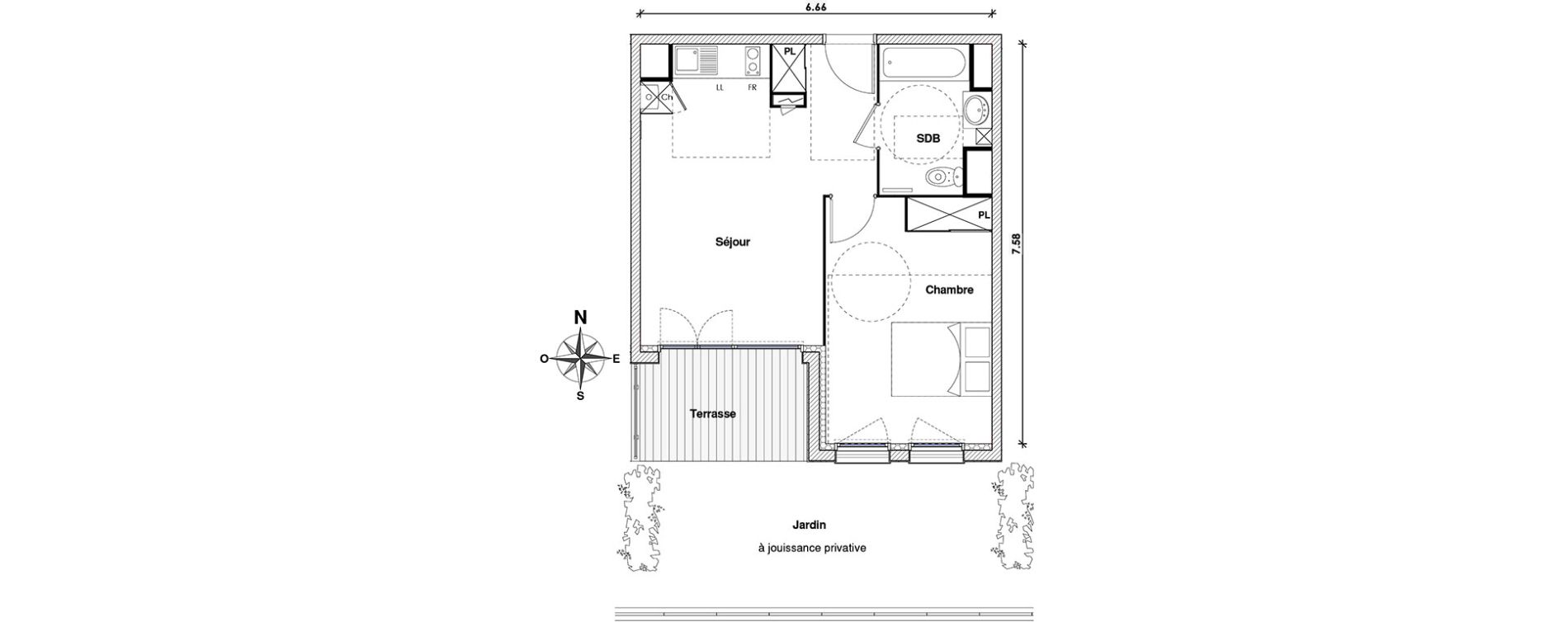 Appartement T2 de 41,77 m2 &agrave; Toulouse Lalande