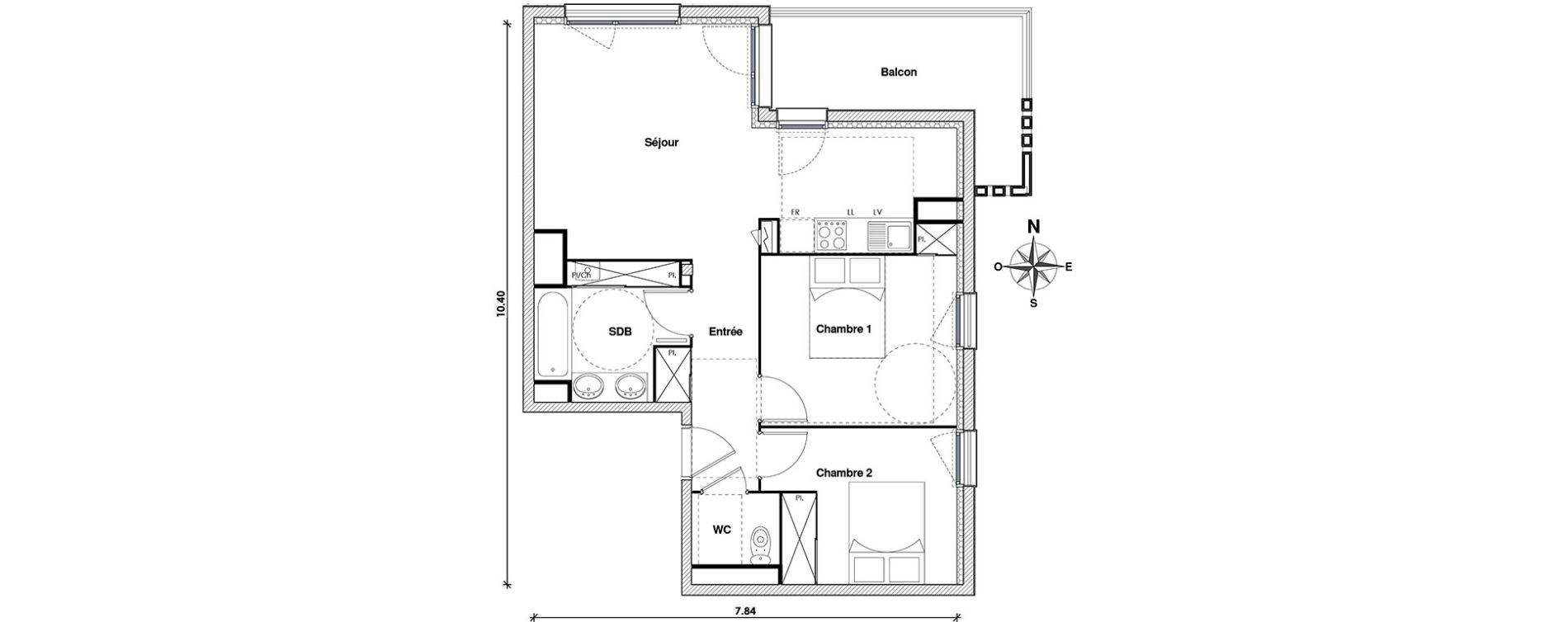 Appartement T3 de 61,00 m2 &agrave; Toulouse Lalande