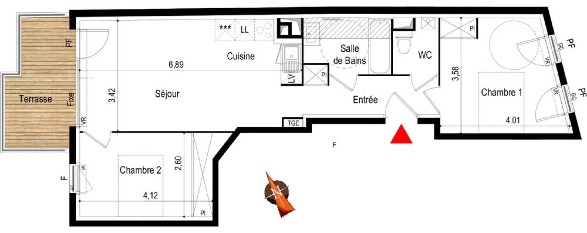 Appartement T3 de 58,35 m2 &agrave; Toulouse Croix daurade