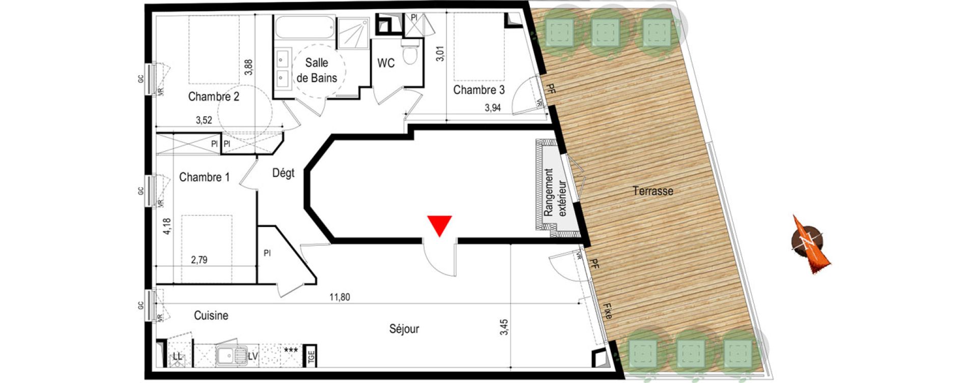 Appartement T4 de 86,30 m2 &agrave; Toulouse Croix daurade