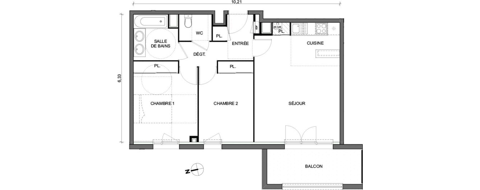 Appartement T3 de 60,00 m2 &agrave; Toulouse Trois cocus