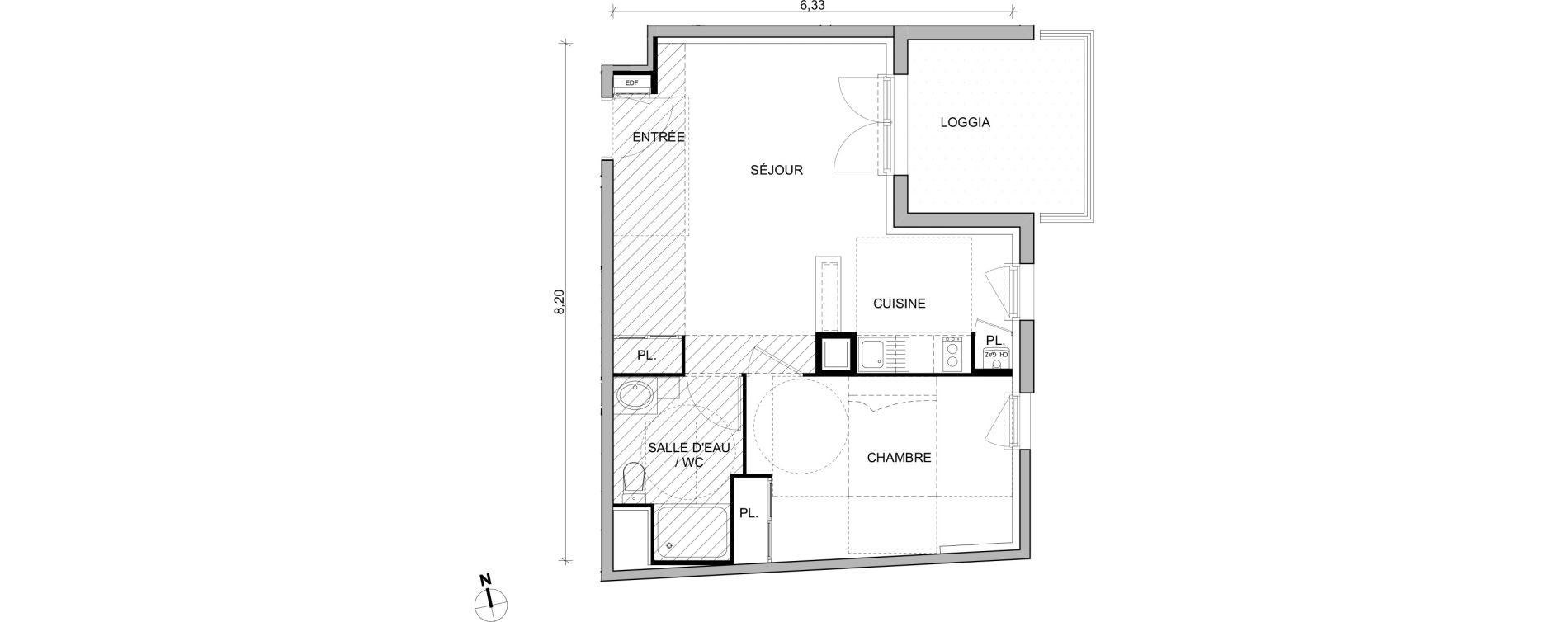 Appartement T2 de 43,19 m2 &agrave; Toulouse Trois cocus