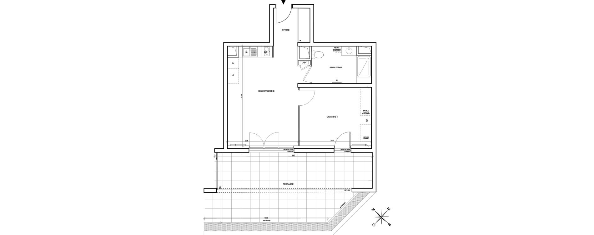 Appartement T2 de 42,37 m2 &agrave; Toulouse Cartoucherie