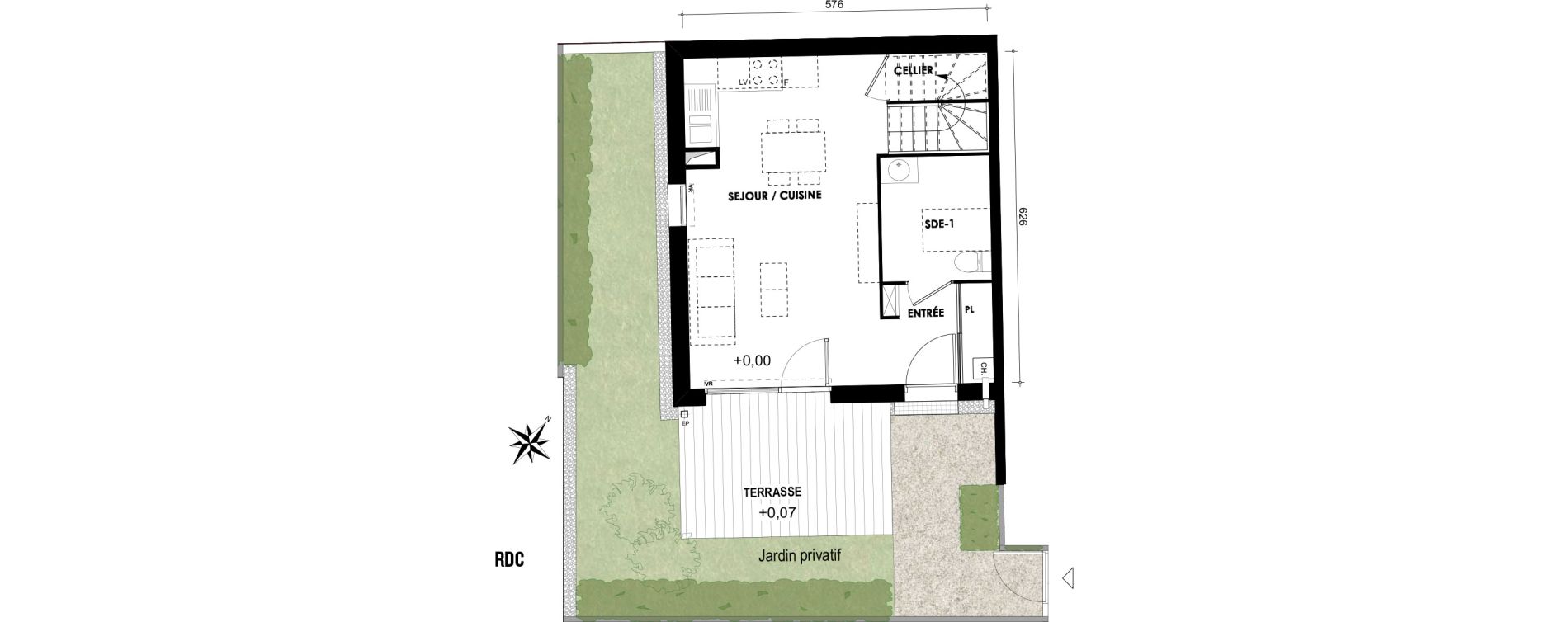 Duplex T3 de 63,60 m2 &agrave; Toulouse Sept deniers