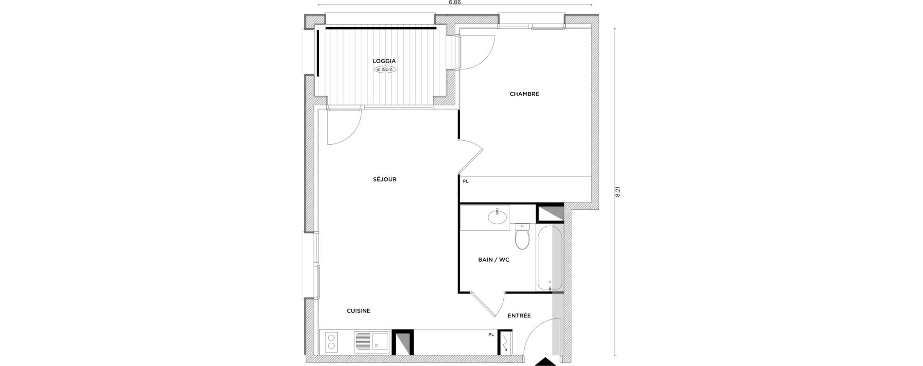 Appartement T2 de 45,00 m2 &agrave; Toulouse Croix daurade