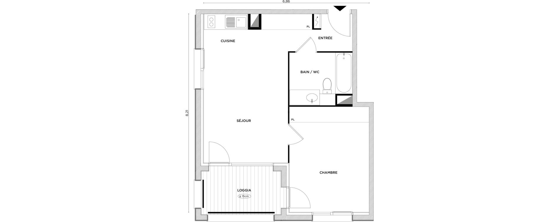 Appartement T2 de 45,00 m2 &agrave; Toulouse Croix daurade