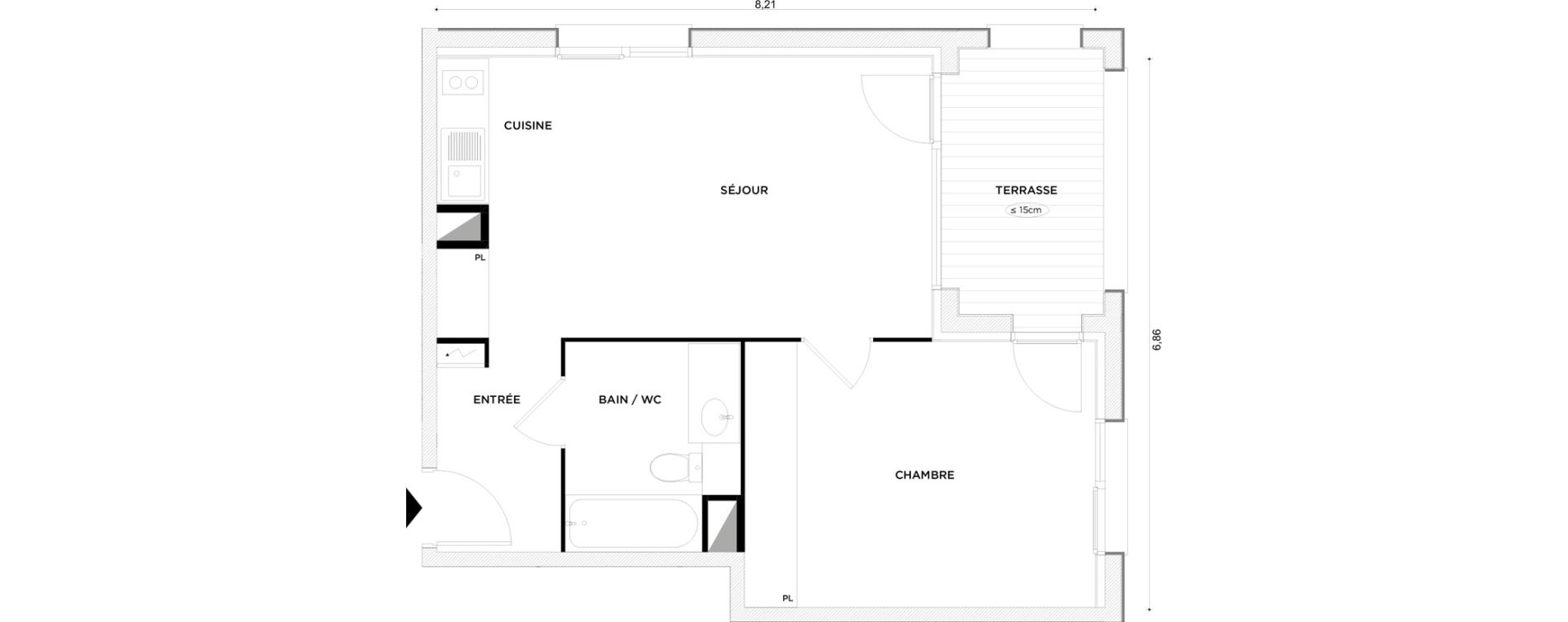 Appartement T2 de 45,00 m2 &agrave; Toulouse Croix daurade