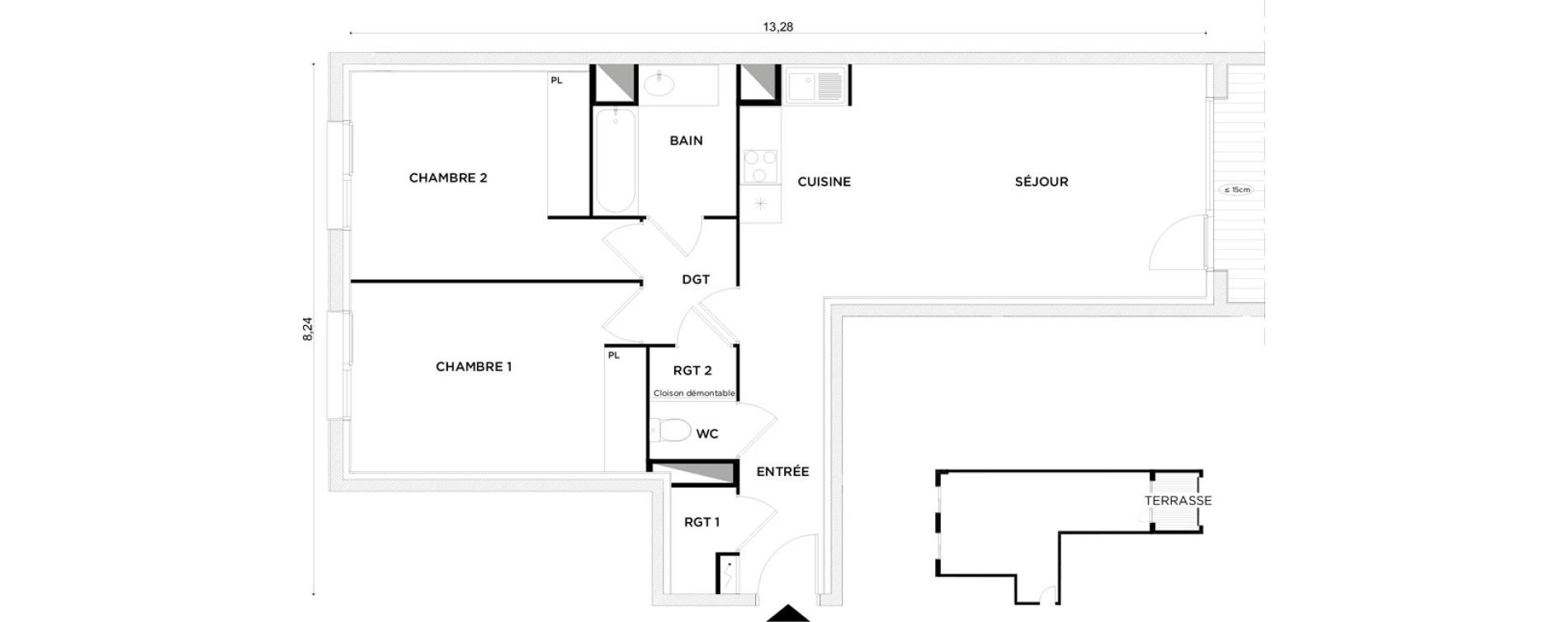 Appartement T3 de 69,51 m2 &agrave; Toulouse Croix daurade