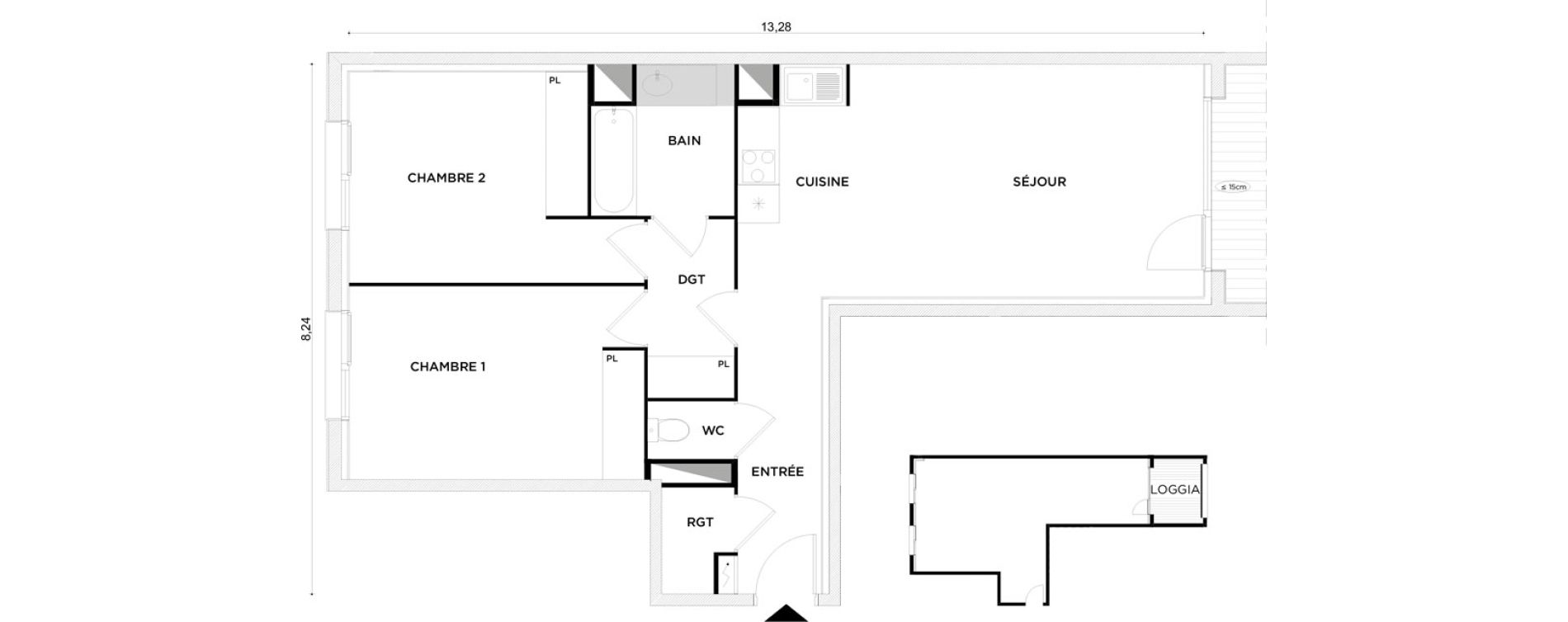 Appartement T3 de 70,01 m2 &agrave; Toulouse Croix daurade
