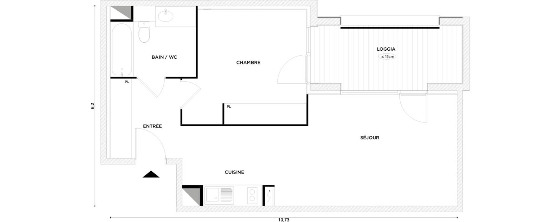 Appartement T2 de 48,46 m2 &agrave; Toulouse Croix daurade