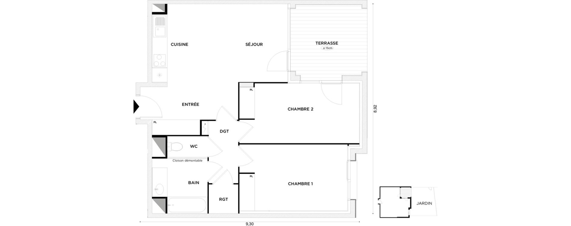 Appartement T3 de 63,87 m2 &agrave; Toulouse Croix daurade