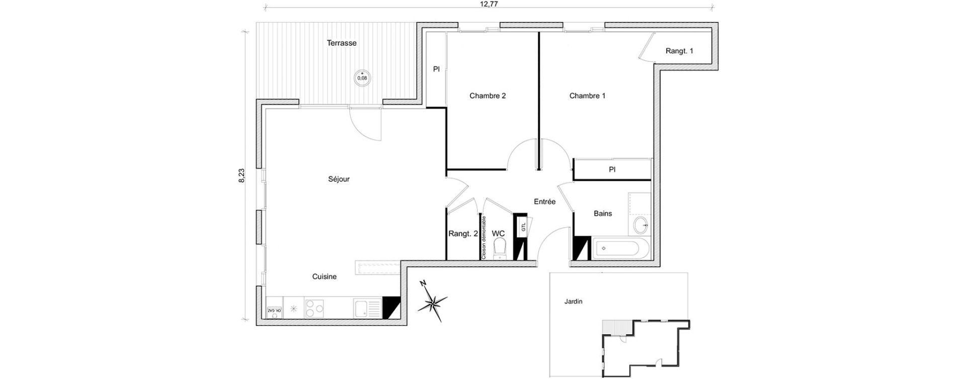 Appartement T3 de 67,83 m2 &agrave; Toulouse Guilhem&eacute;ry