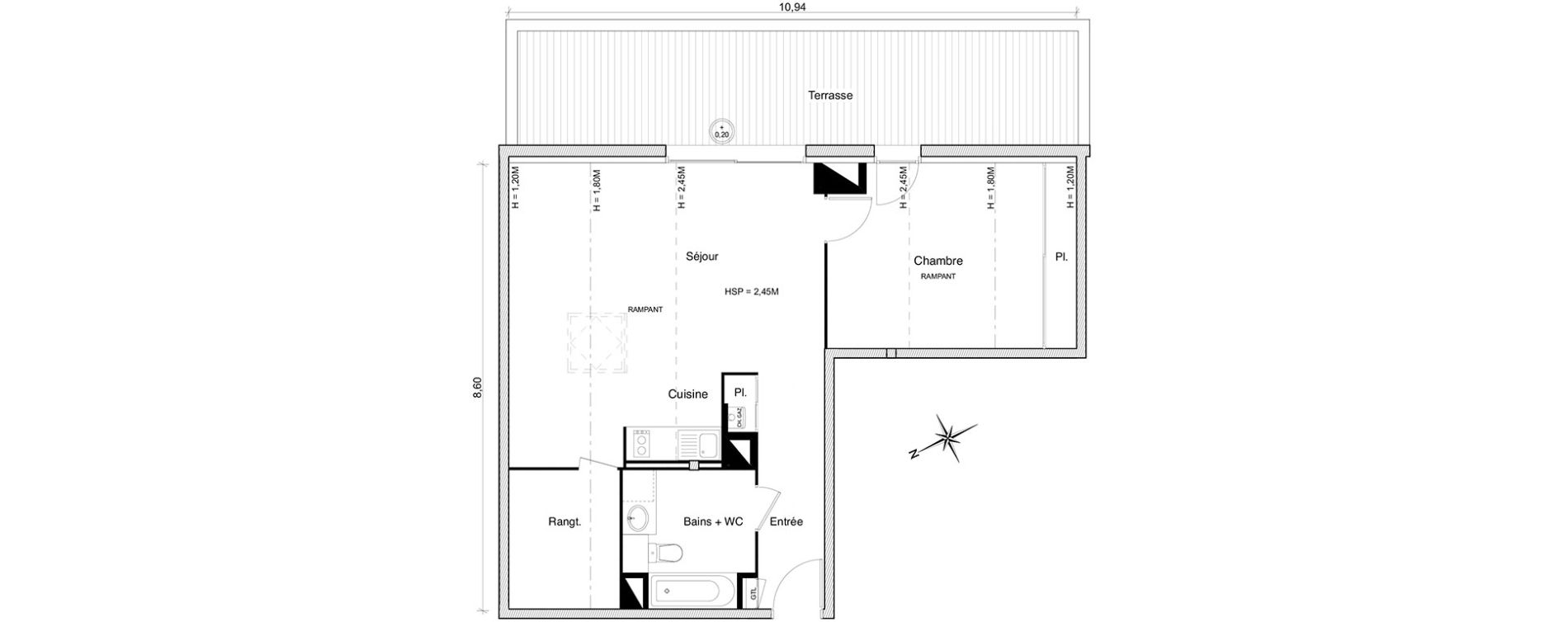 Appartement T2 de 47,85 m2 &agrave; Toulouse Guilhem&eacute;ry