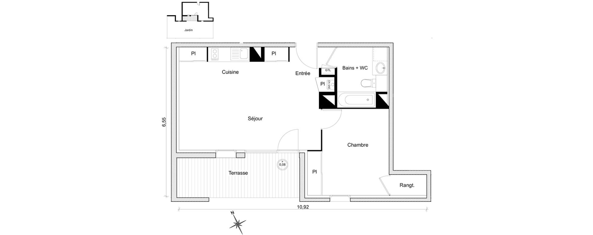 Appartement T2 de 48,22 m2 &agrave; Toulouse Guilhem&eacute;ry