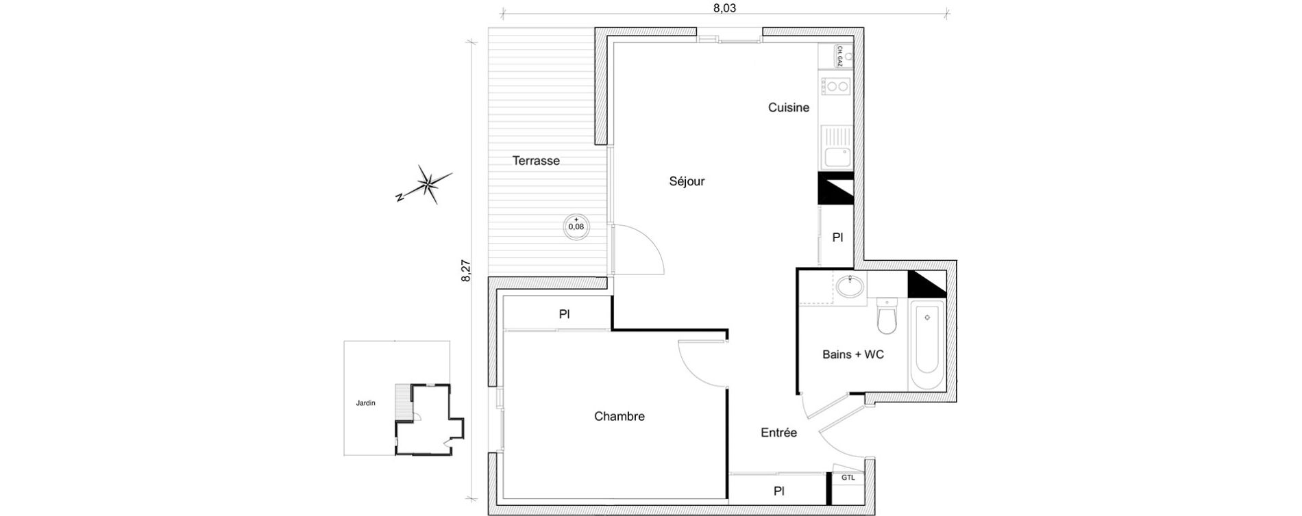Appartement T2 de 45,81 m2 &agrave; Toulouse Guilhem&eacute;ry