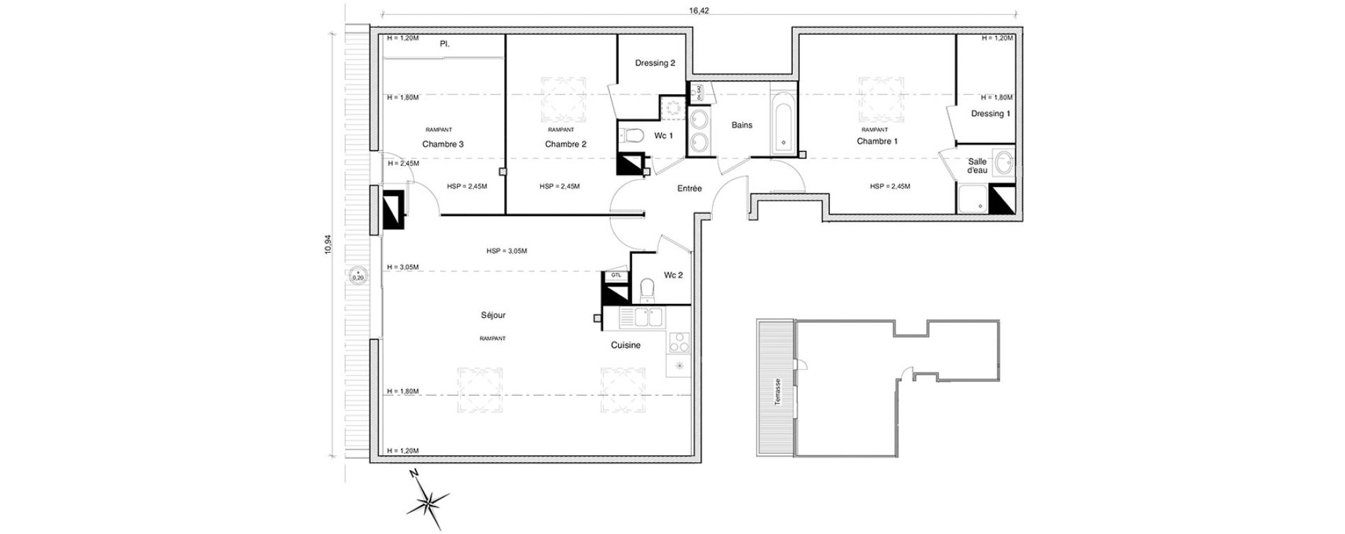 Appartement T4 de 83,54 m2 &agrave; Toulouse Guilhem&eacute;ry