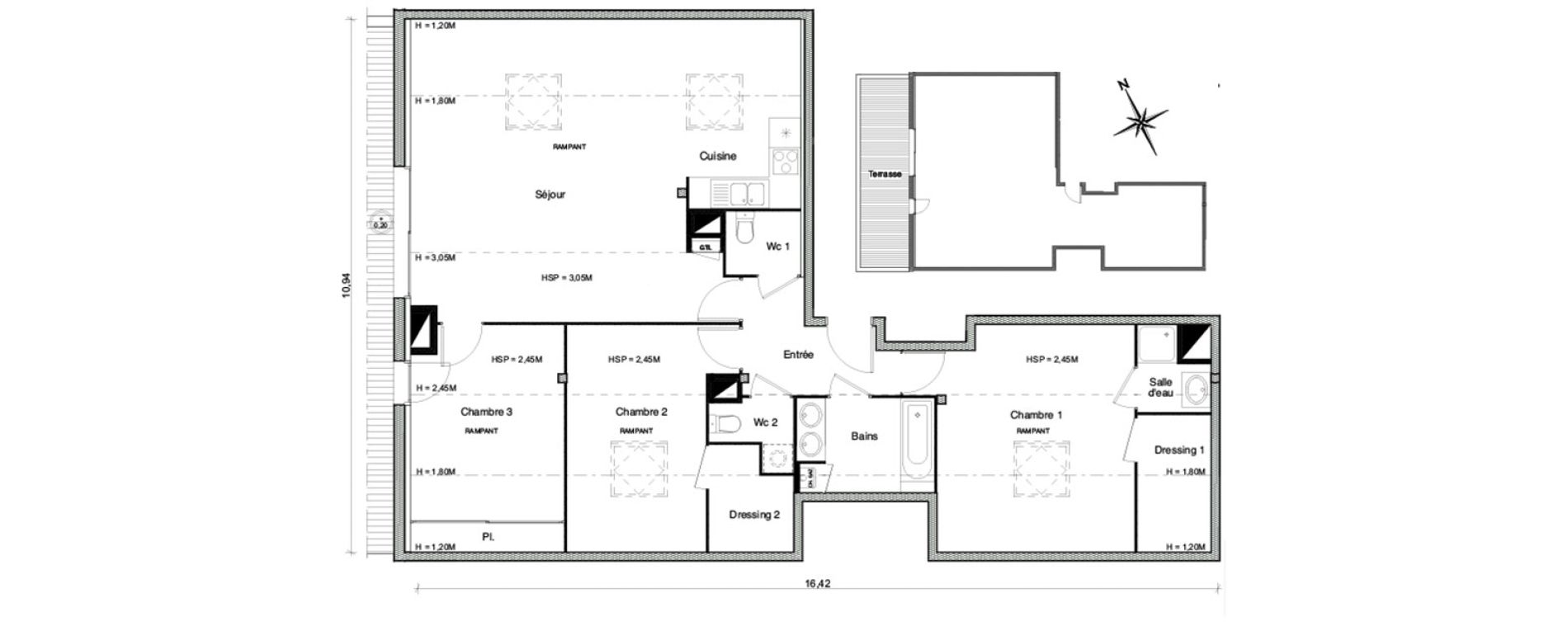 Appartement T4 de 83,54 m2 &agrave; Toulouse Guilhem&eacute;ry