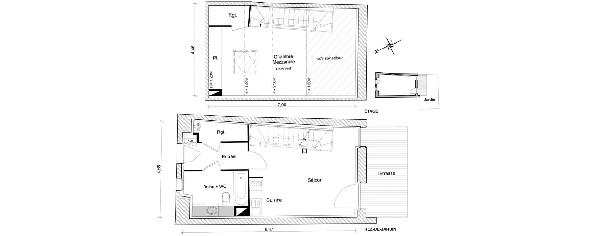 Duplex T2 de 41,98 m2 &agrave; Toulouse Guilhem&eacute;ry