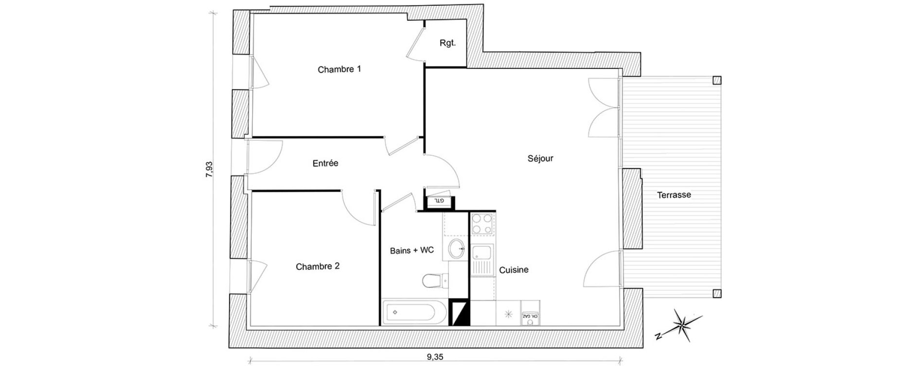 Appartement T3 de 66,50 m2 &agrave; Toulouse Guilhem&eacute;ry