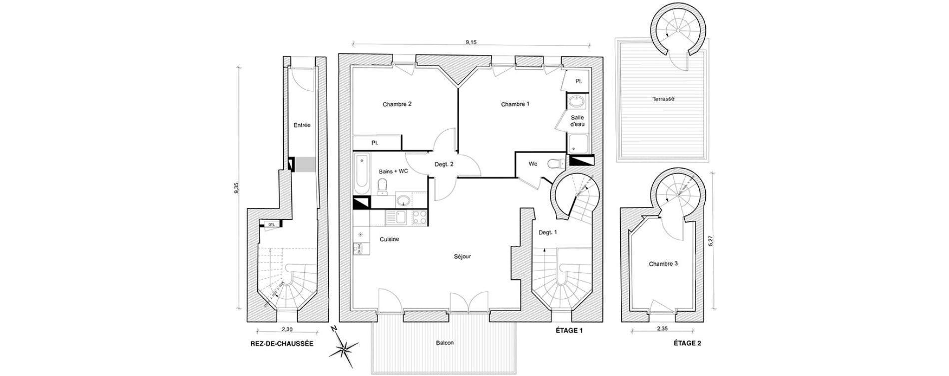Duplex T4 de 90,20 m2 &agrave; Toulouse Guilhem&eacute;ry