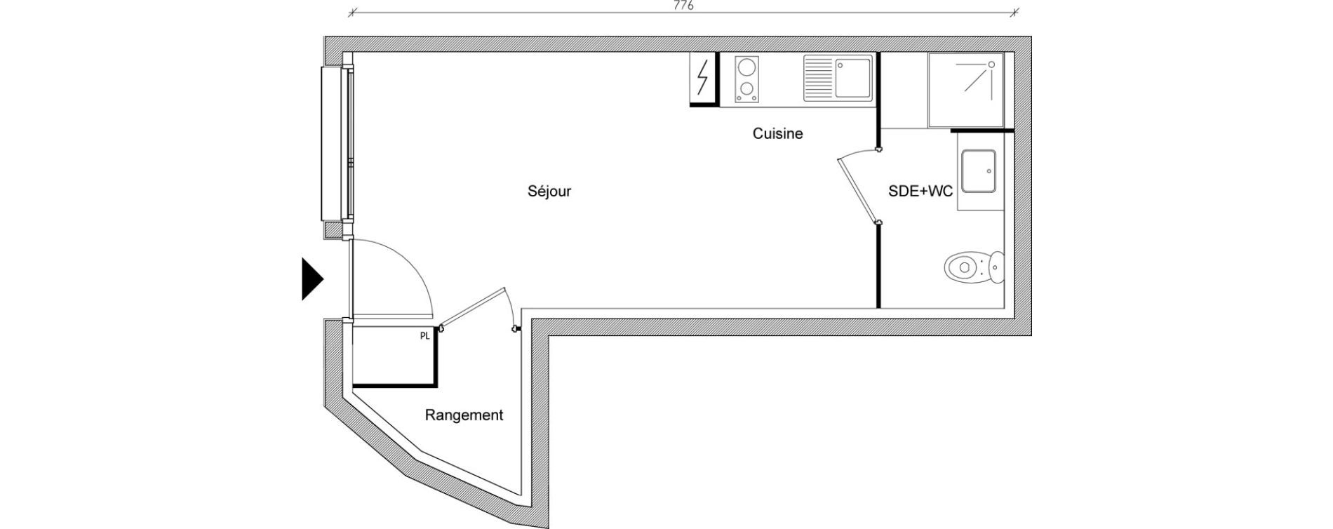 Appartement T1 de 25,81 m2 &agrave; Toulouse Jean chaubet