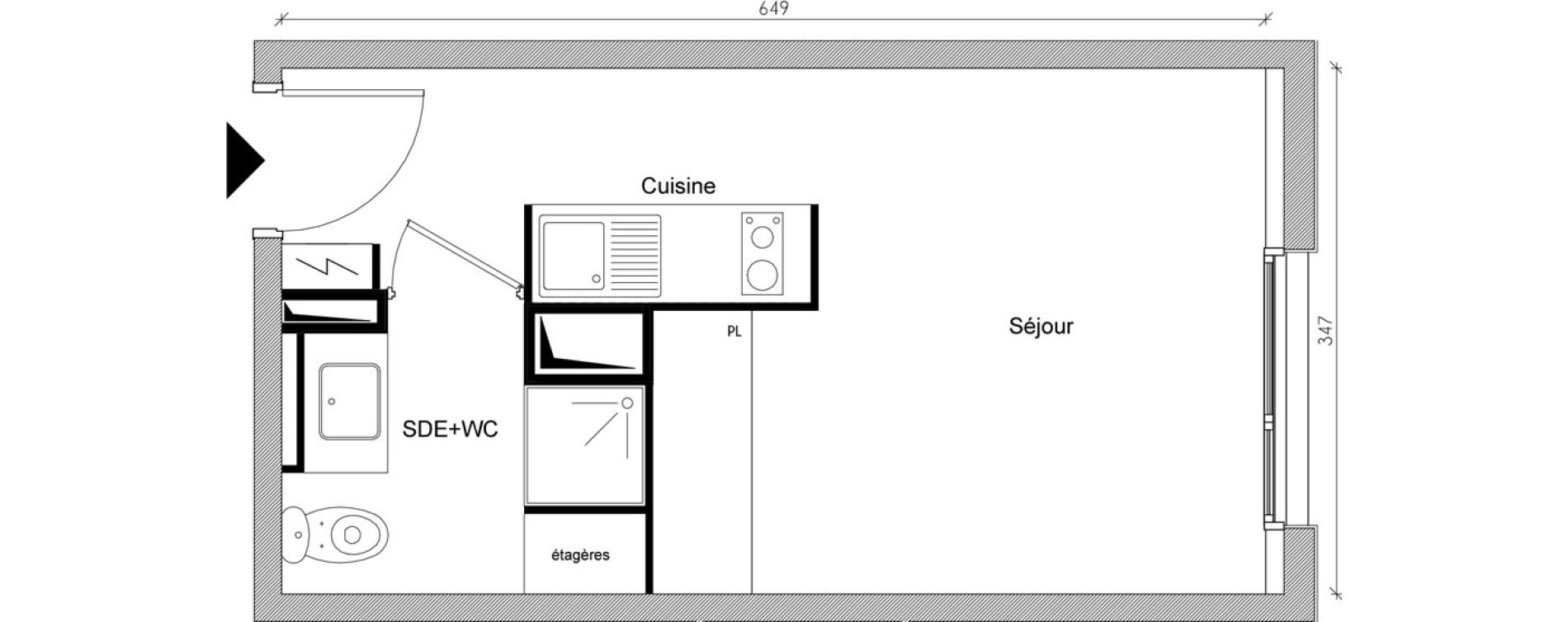 Appartement T1 de 21,25 m2 &agrave; Toulouse Jean chaubet