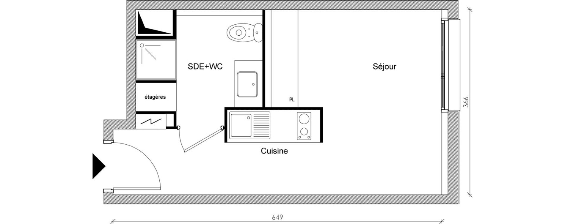 Appartement T1 de 21,59 m2 &agrave; Toulouse Jean chaubet
