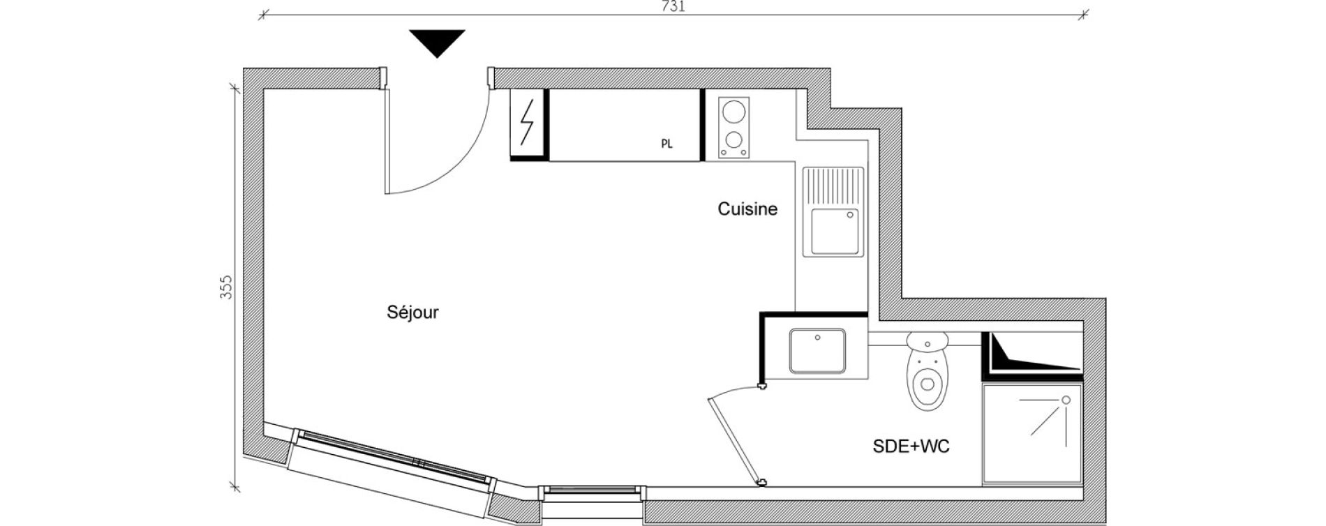 Appartement T1 de 20,03 m2 &agrave; Toulouse Jean chaubet