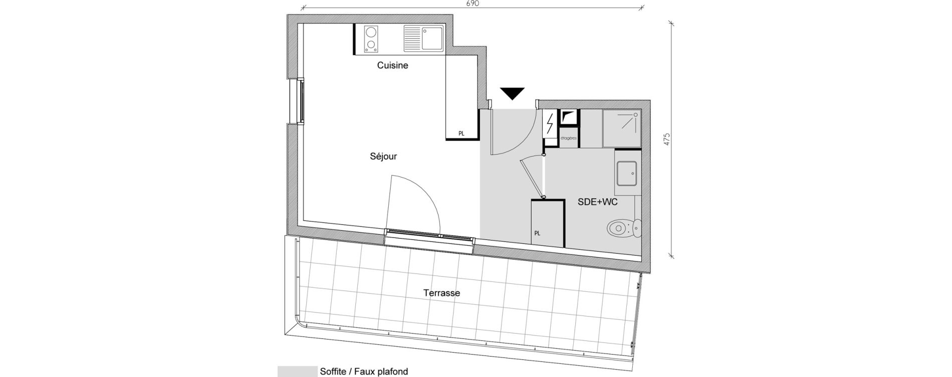 Appartement T1 de 23,29 m2 &agrave; Toulouse Jean chaubet
