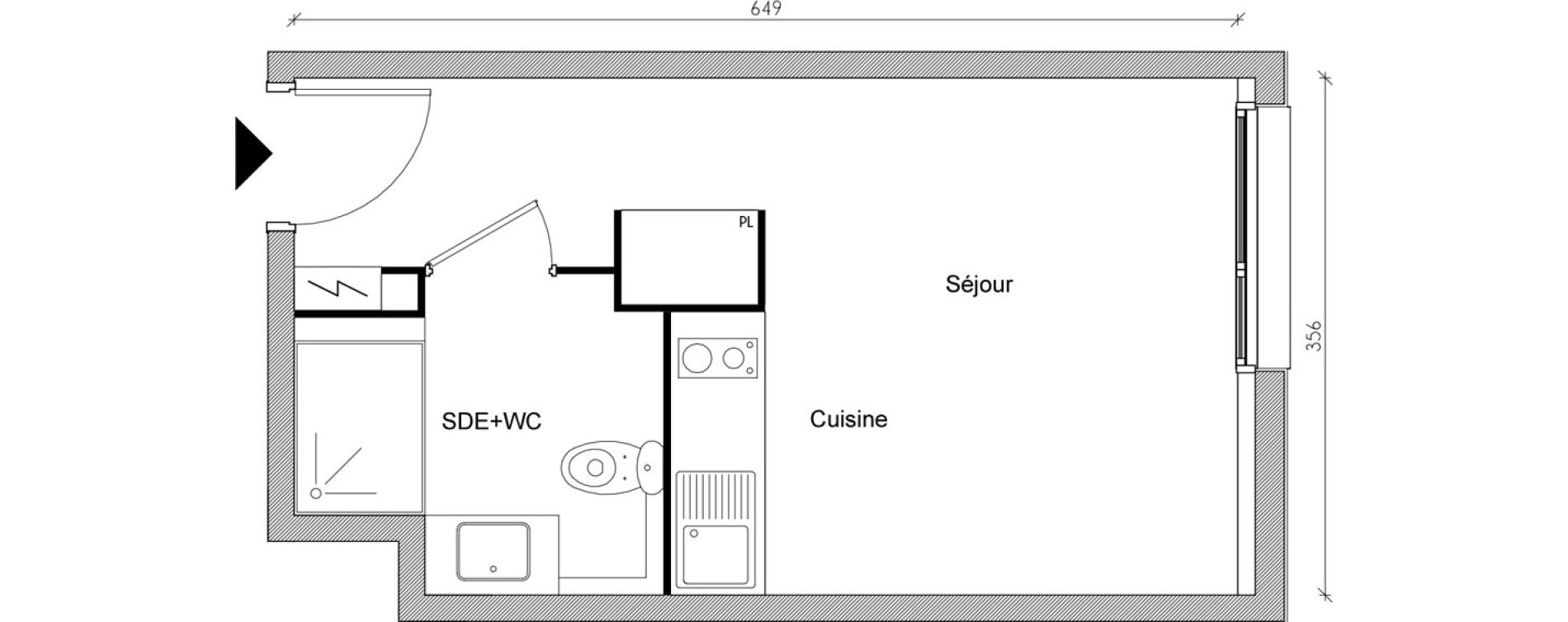 Appartement T1 de 22,01 m2 &agrave; Toulouse Jean chaubet