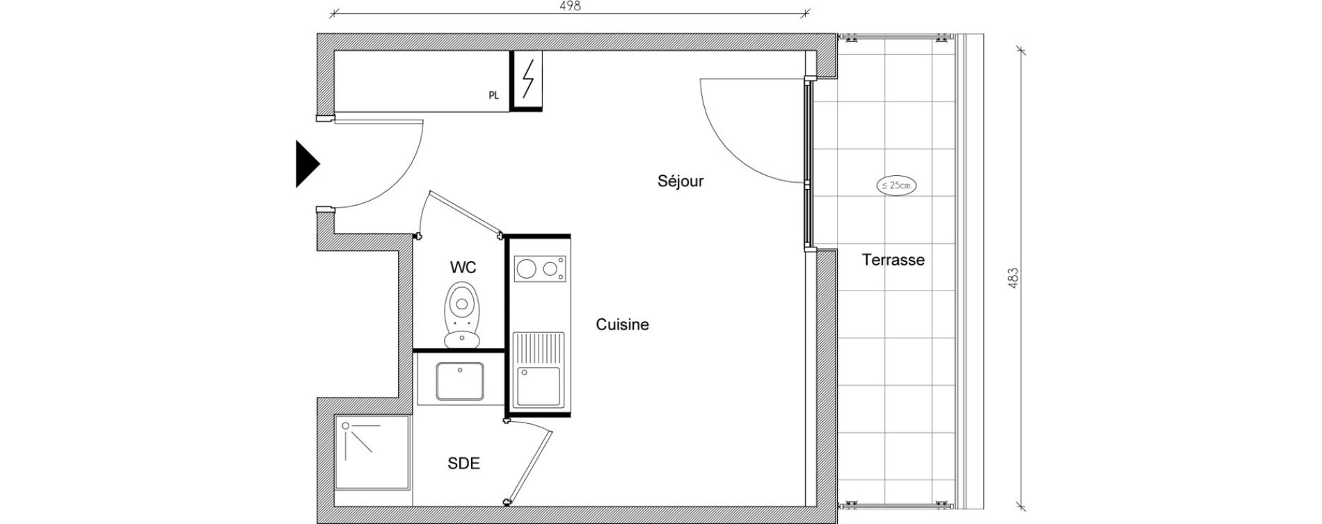 Appartement T1 de 21,92 m2 &agrave; Toulouse Jean chaubet