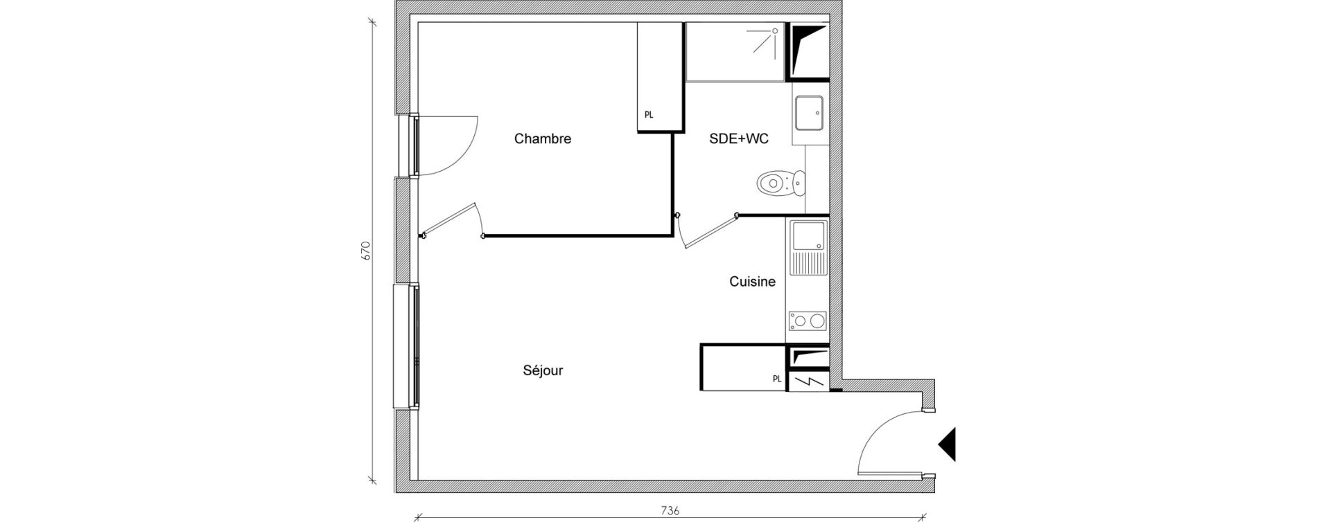 Appartement T2 de 40,39 m2 &agrave; Toulouse Jean chaubet