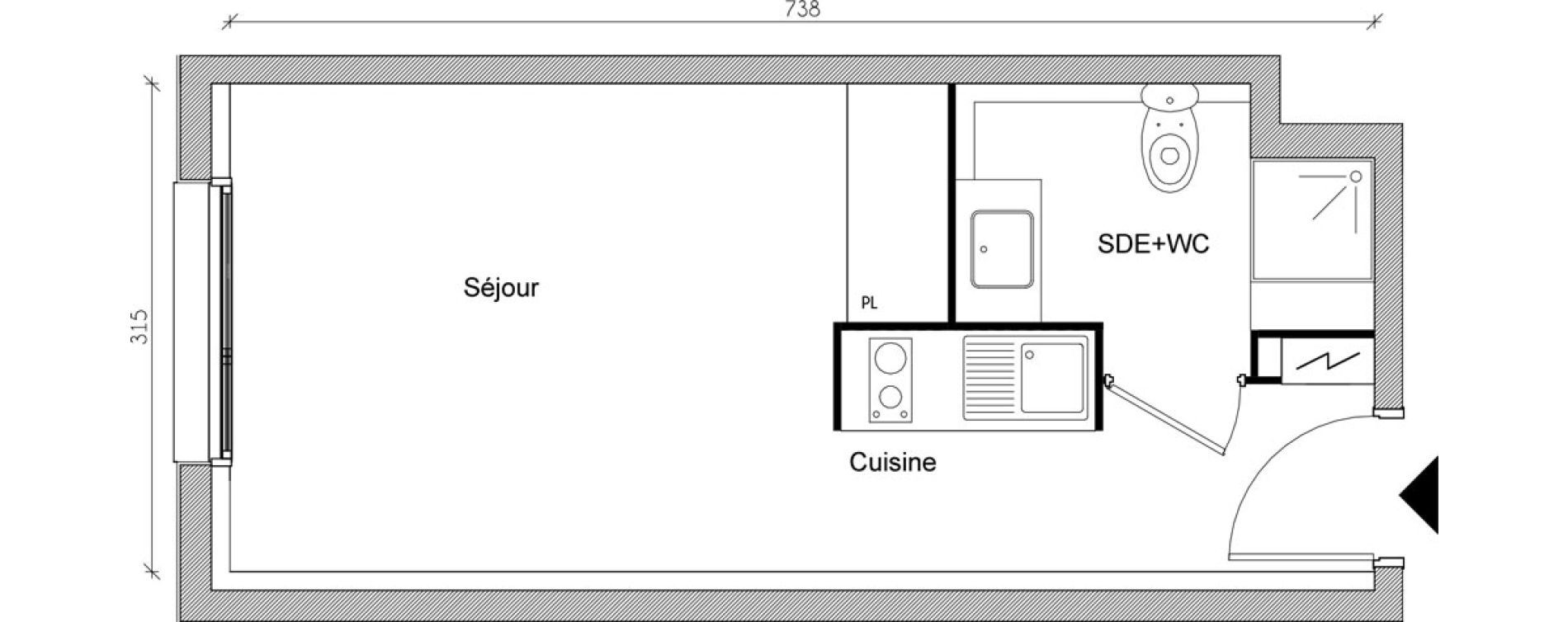 Appartement T1 de 22,31 m2 &agrave; Toulouse Jean chaubet