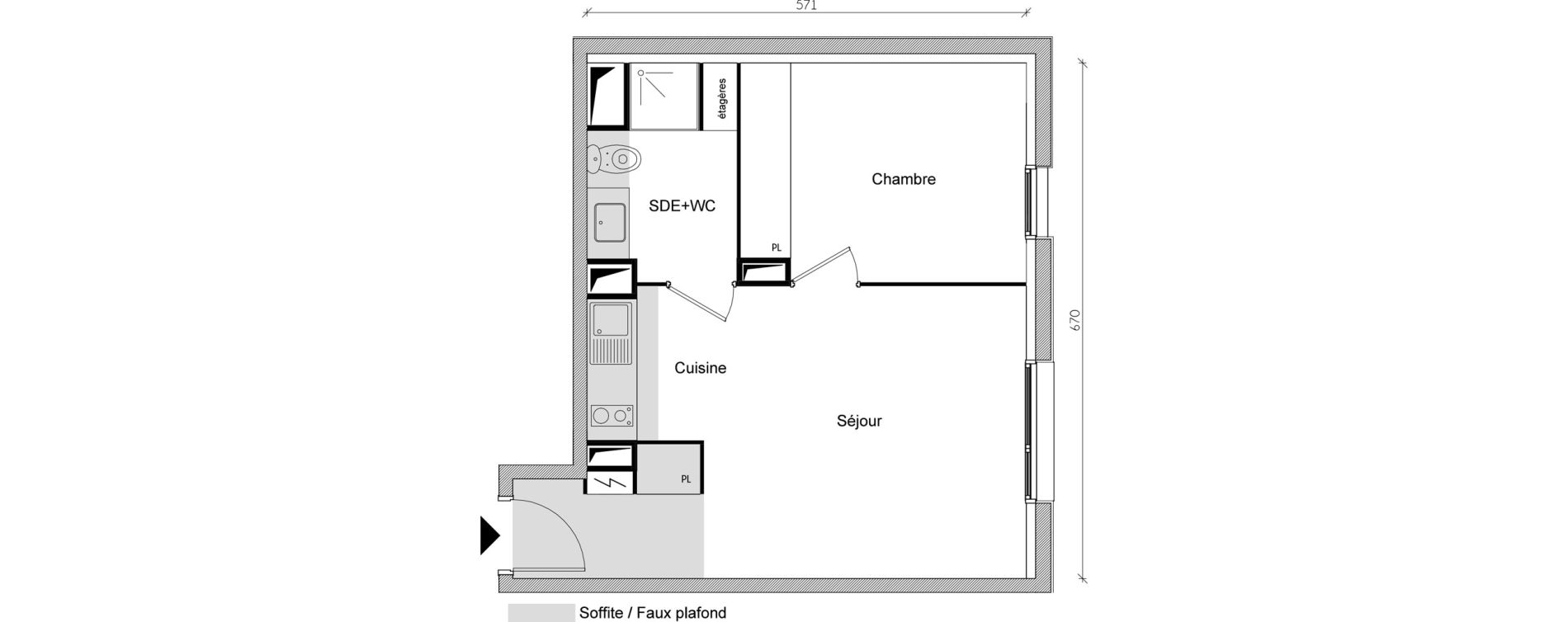 Appartement T2 de 37,50 m2 &agrave; Toulouse Jean chaubet