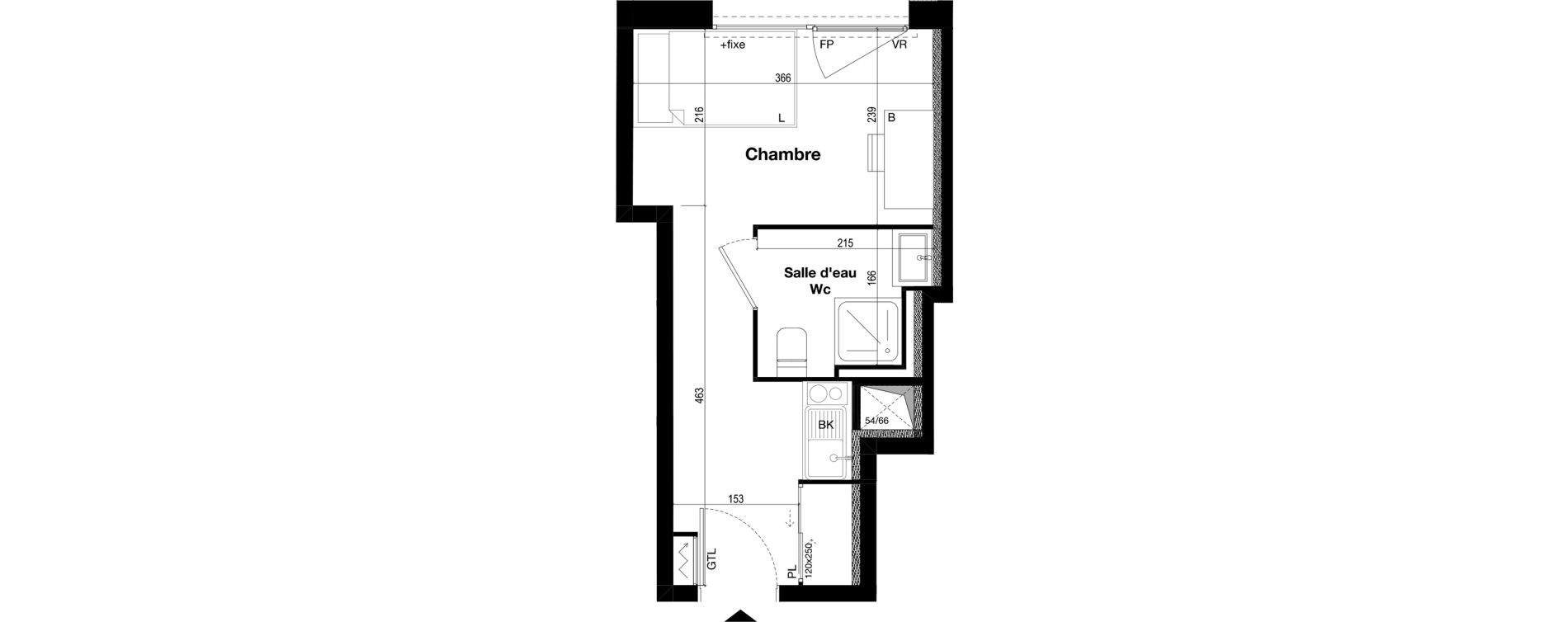 Appartement T1 meubl&eacute; de 19,08 m2 &agrave; Toulouse Caravelle