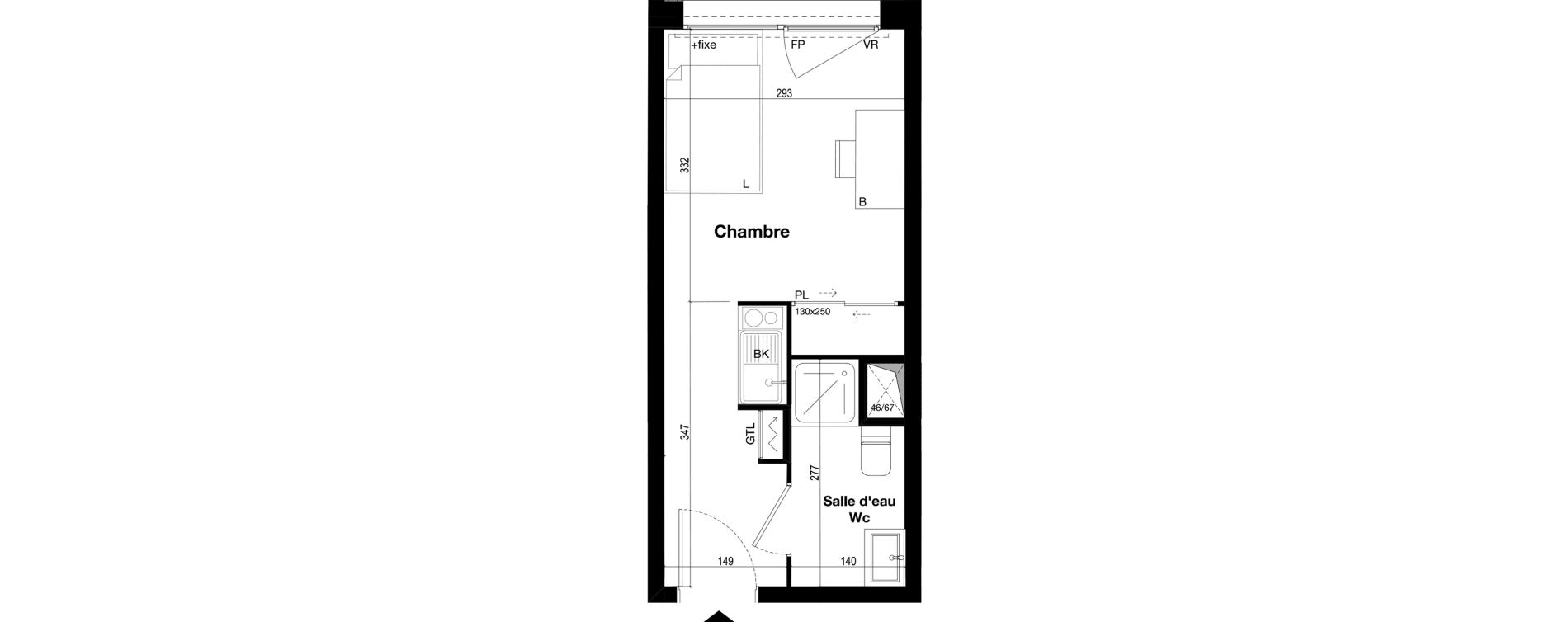 Appartement T1 meubl&eacute; de 18,91 m2 &agrave; Toulouse Caravelle