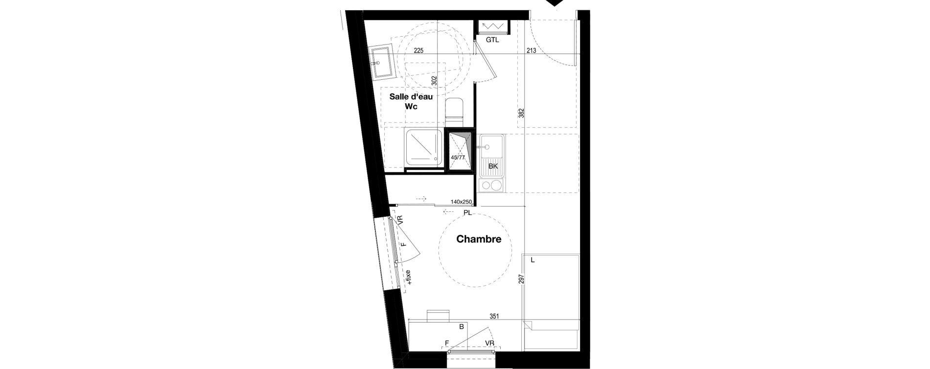 Appartement T1 meubl&eacute; de 18,75 m2 &agrave; Toulouse Caravelle