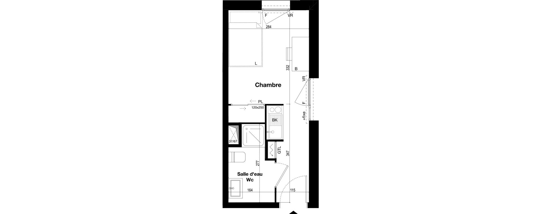 Appartement T1 meubl&eacute; de 18,22 m2 &agrave; Toulouse Caravelle