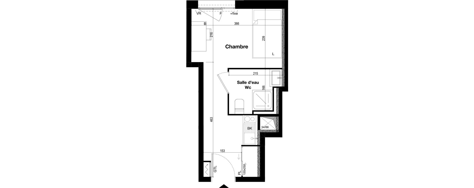 Appartement T1 meubl&eacute; de 19,43 m2 &agrave; Toulouse Caravelle