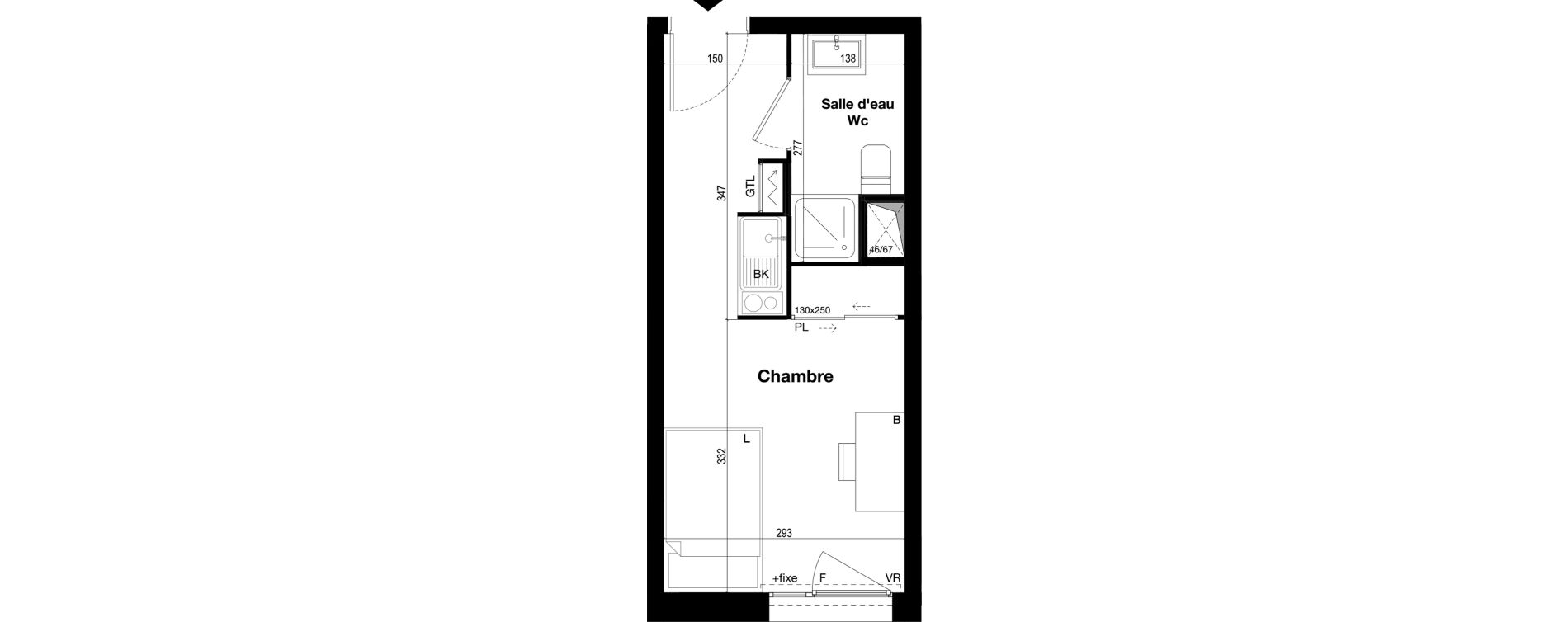 Appartement T1 meubl&eacute; de 18,91 m2 &agrave; Toulouse Caravelle