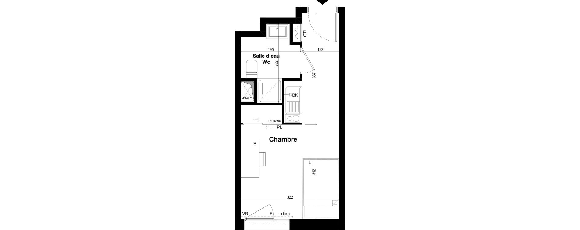 Appartement T1 meubl&eacute; de 19,82 m2 &agrave; Toulouse Caravelle