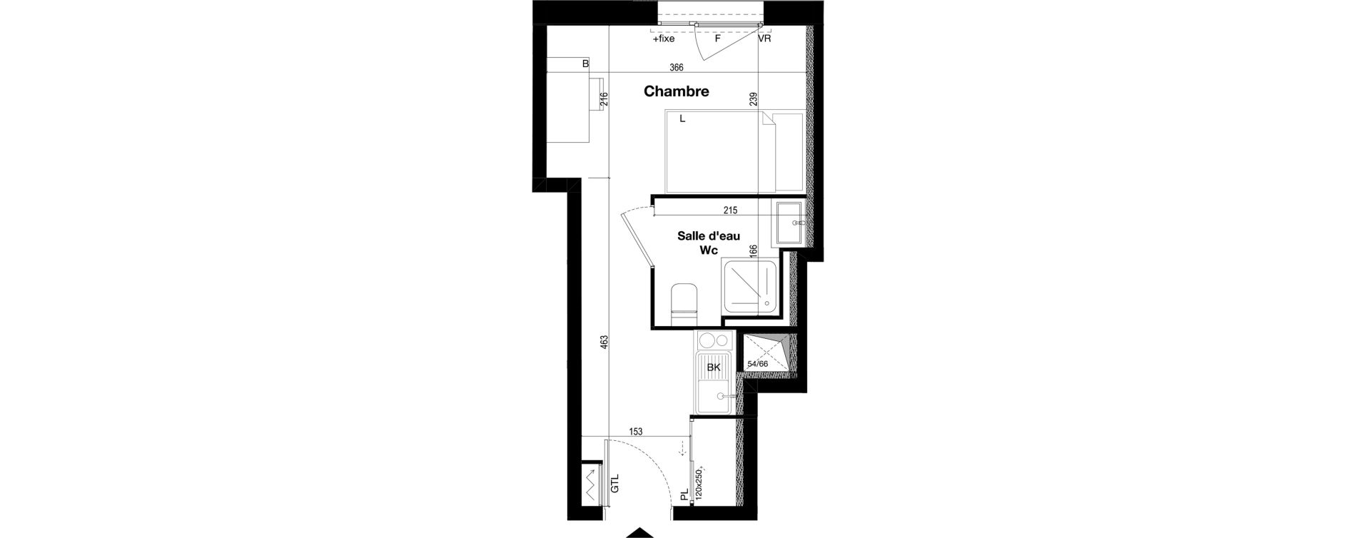 Appartement T1 meubl&eacute; de 19,08 m2 &agrave; Toulouse Caravelle