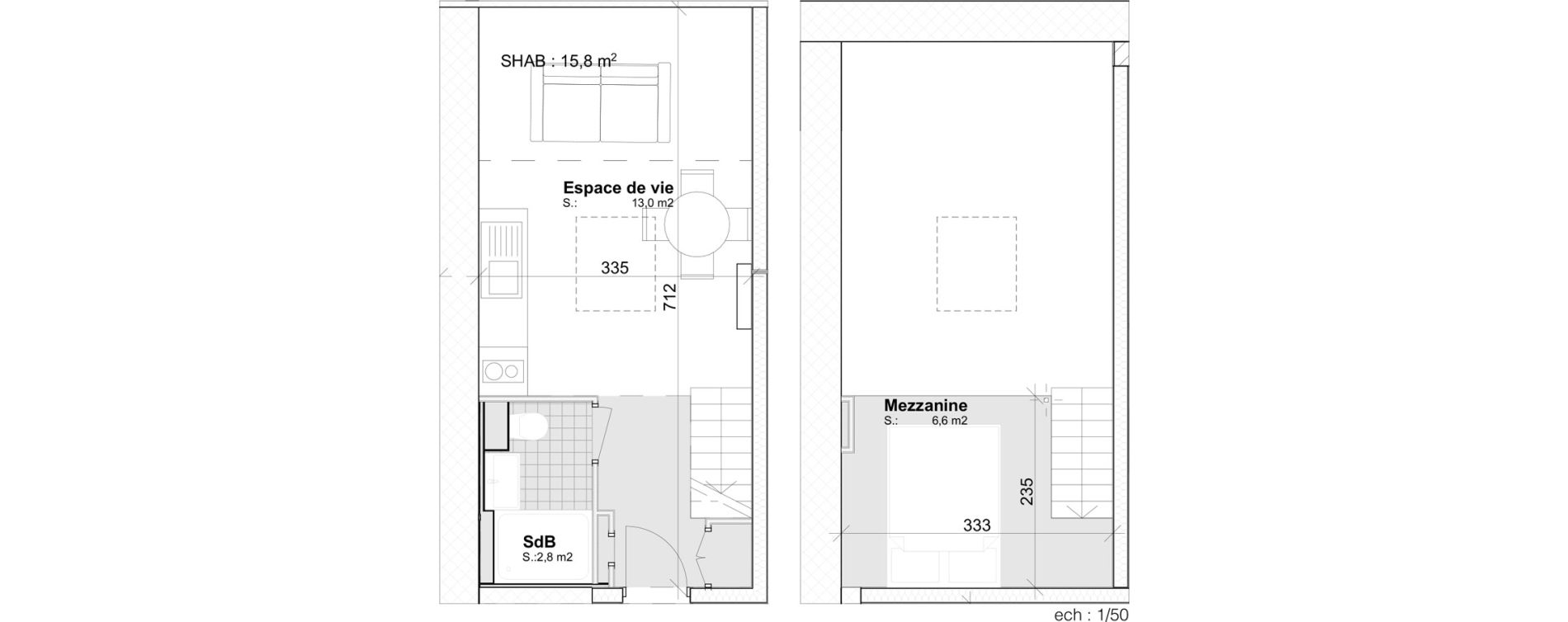 Appartement T1 bis de 29,50 m2 &agrave; Toulouse Capitole