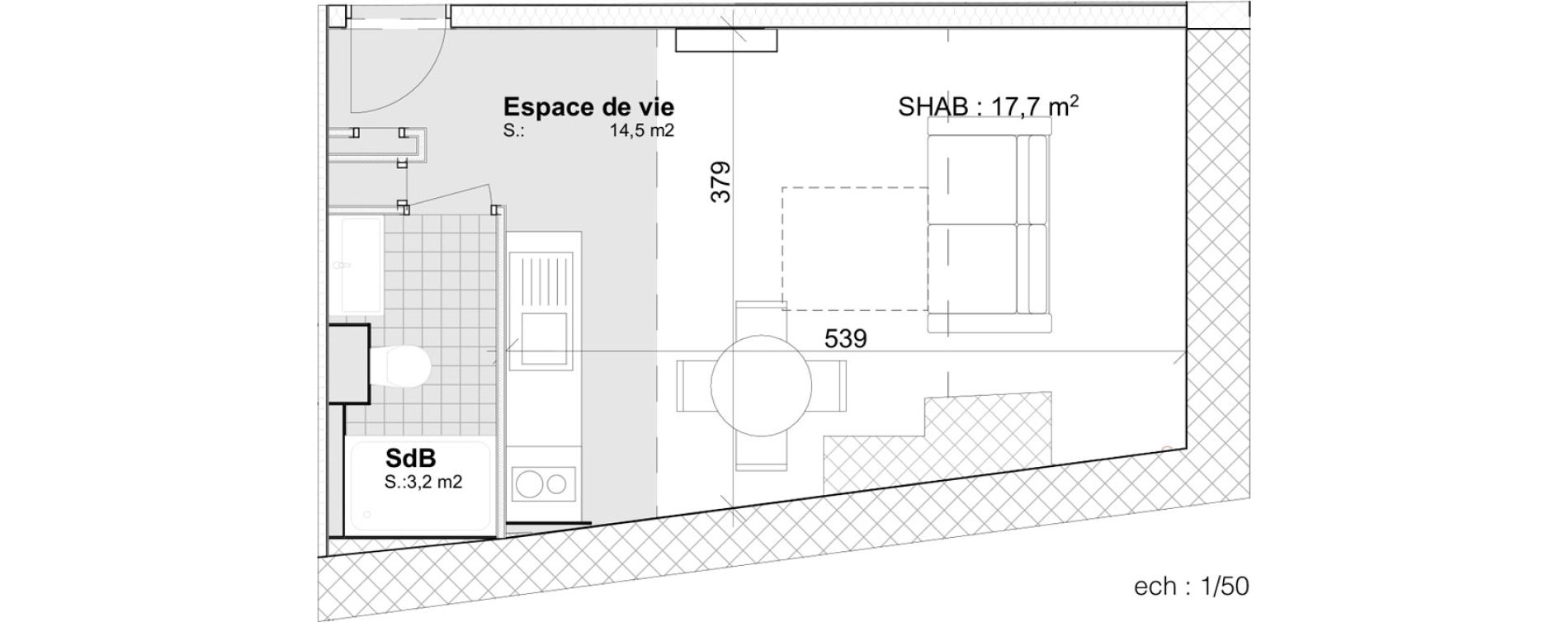 Studio de 23,70 m2 &agrave; Toulouse Capitole