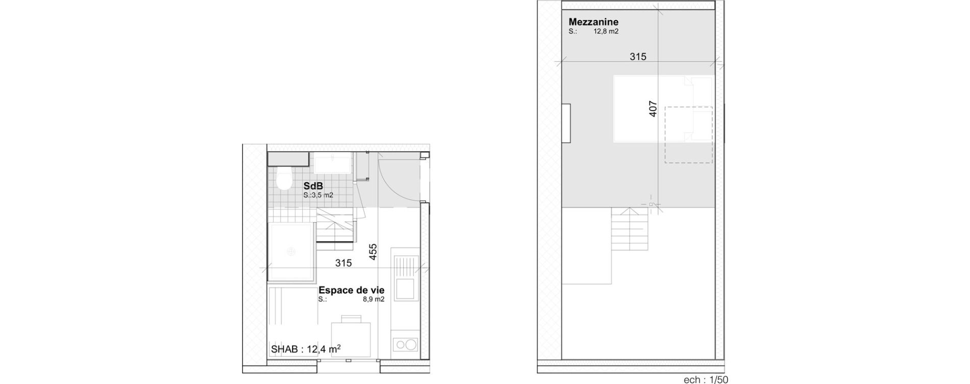 Appartement T1 bis de 25,20 m2 &agrave; Toulouse Capitole